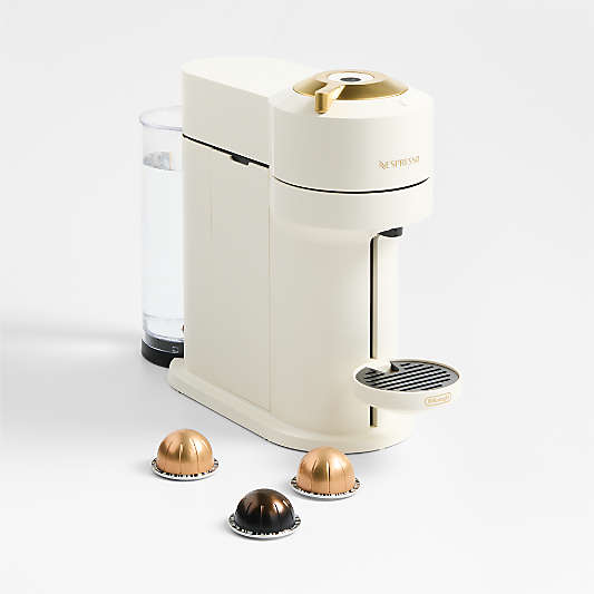 Nespresso ® by De'Longhi ® Vertuo Next Premium Coffee and Espresso Machine in Creamy White with Gold Accents