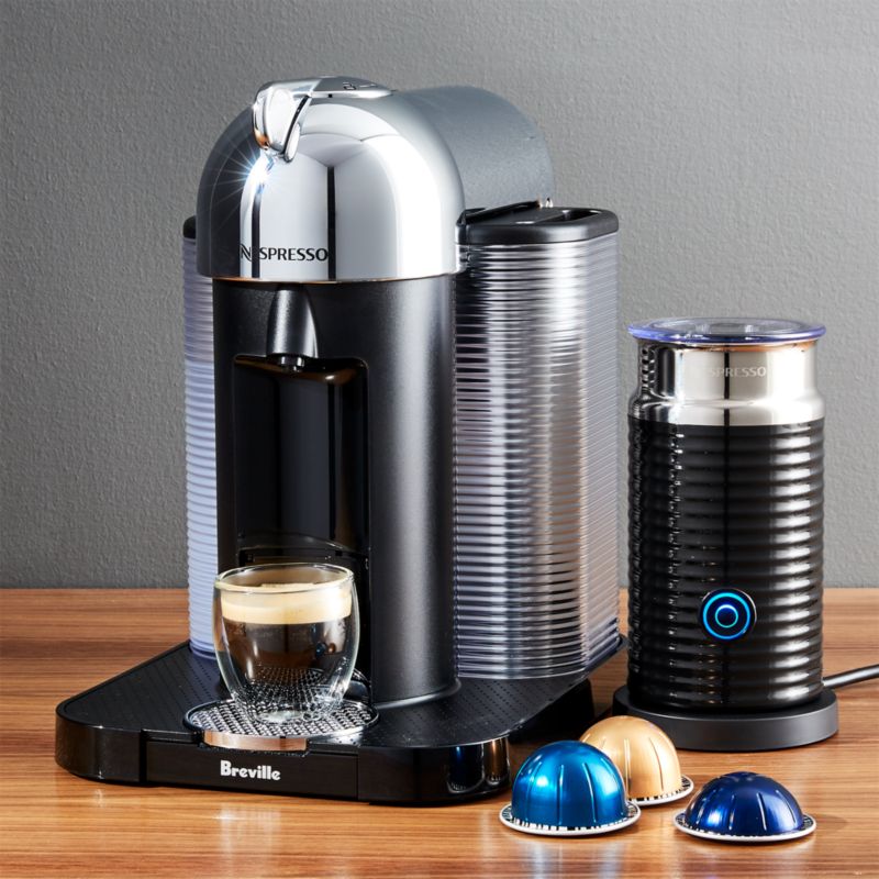 Nespresso by Breville VertuoLine Chrome Coffee and Espresso Machine Maker + Reviews | Crate & Barrel