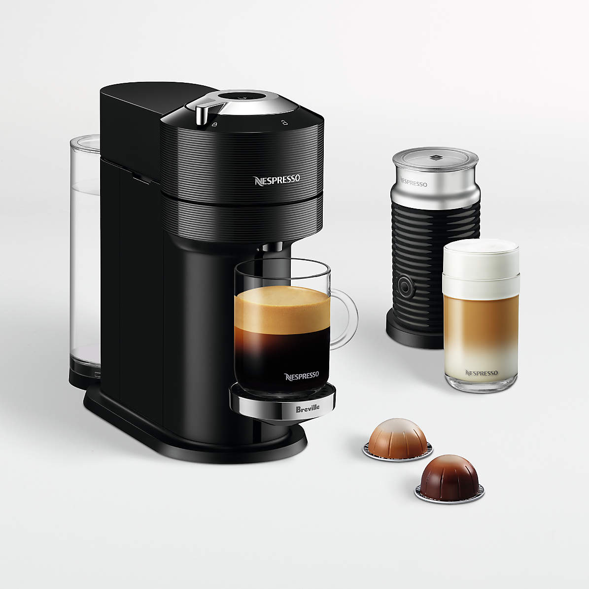 sorg spørgeskema tavle Nespresso by Breville Classic Black Vertuo Next Premium Coffee and Espresso  Machine with Aeroccino Bundle + Reviews | Crate & Barrel