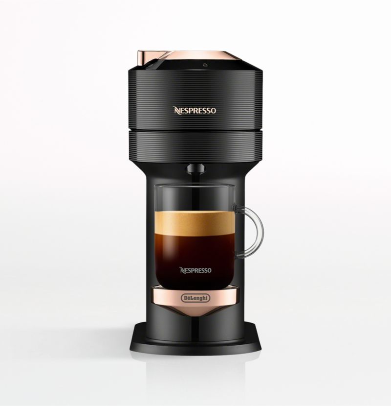 Nespresso by De Longhi Rose Gold and Black Vertuo Next Coffee and Espresso Machine Reviews Crate Barrel Canada