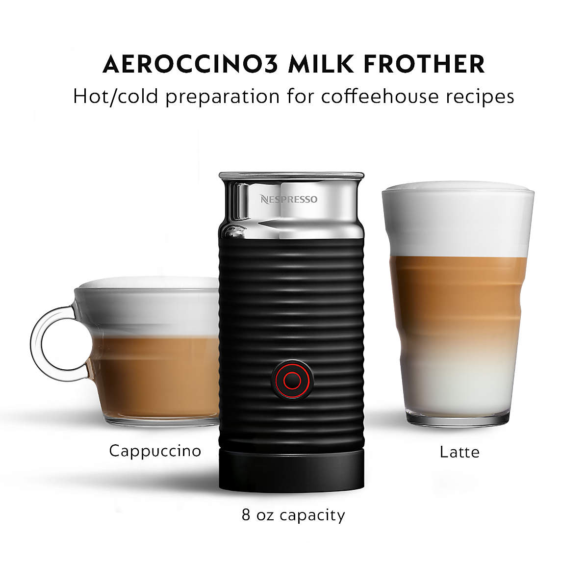 Nespresso by Dark Chrome Vertuo Next Coffee & Espresso with Frother + Reviews | Crate & Barrel