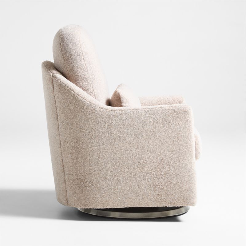 Nessa Light Brown Sherpa Nursery Swivel Glider and Ottoman with Silver Base - image 3 of 9