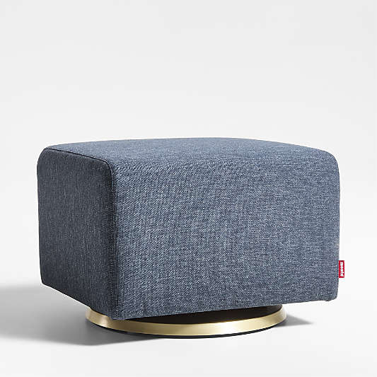 Nessa Navy Blue Nursery Gliding Ottoman with Gold Base