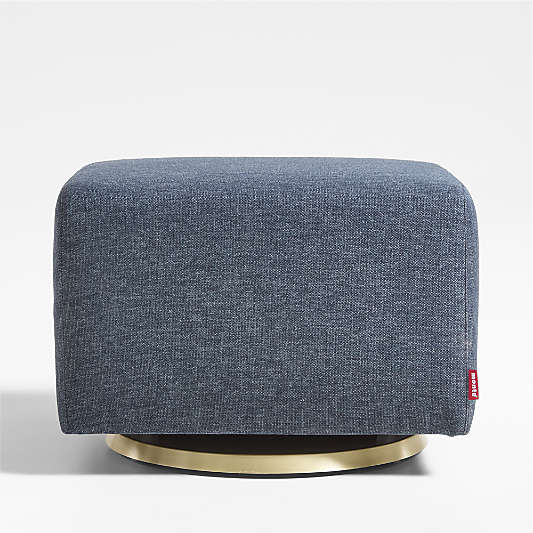 Nessa Navy Blue Nursery Gliding Ottoman with Gold Base