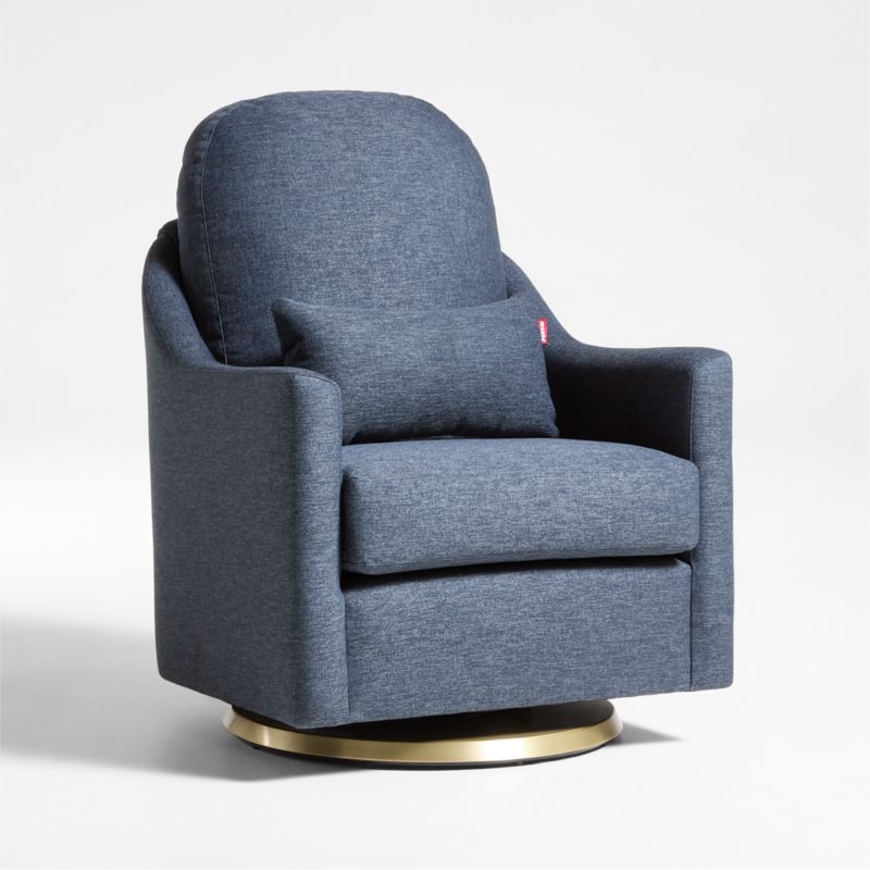 Nessa Navy Blue Nursery Swivel Glider and Ottoman with Gold Base - image 1 of 9