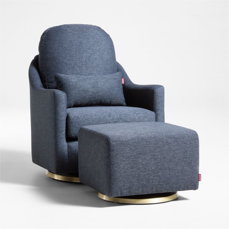 Nessa Navy Blue Nursery Swivel Glider and Ottoman with Gold Base - image 0 of 9