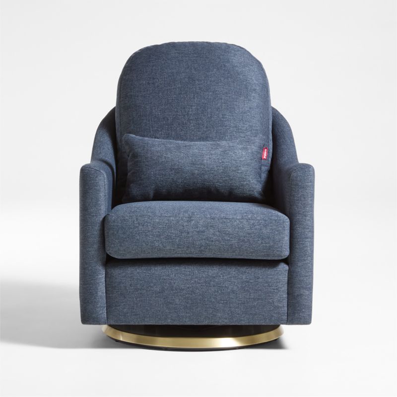 Nessa Navy Blue Nursery Swivel Glider and Ottoman with Gold Base - image 2 of 9