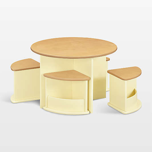 Babyletto Nessa Yellow and Honey Wood Kids Nesting Play Table