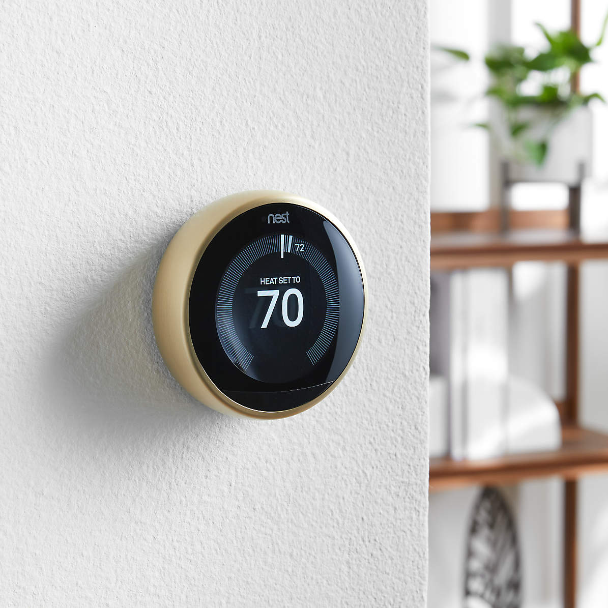 Google Nest Brass Thermostat + Reviews | Crate & Barrel