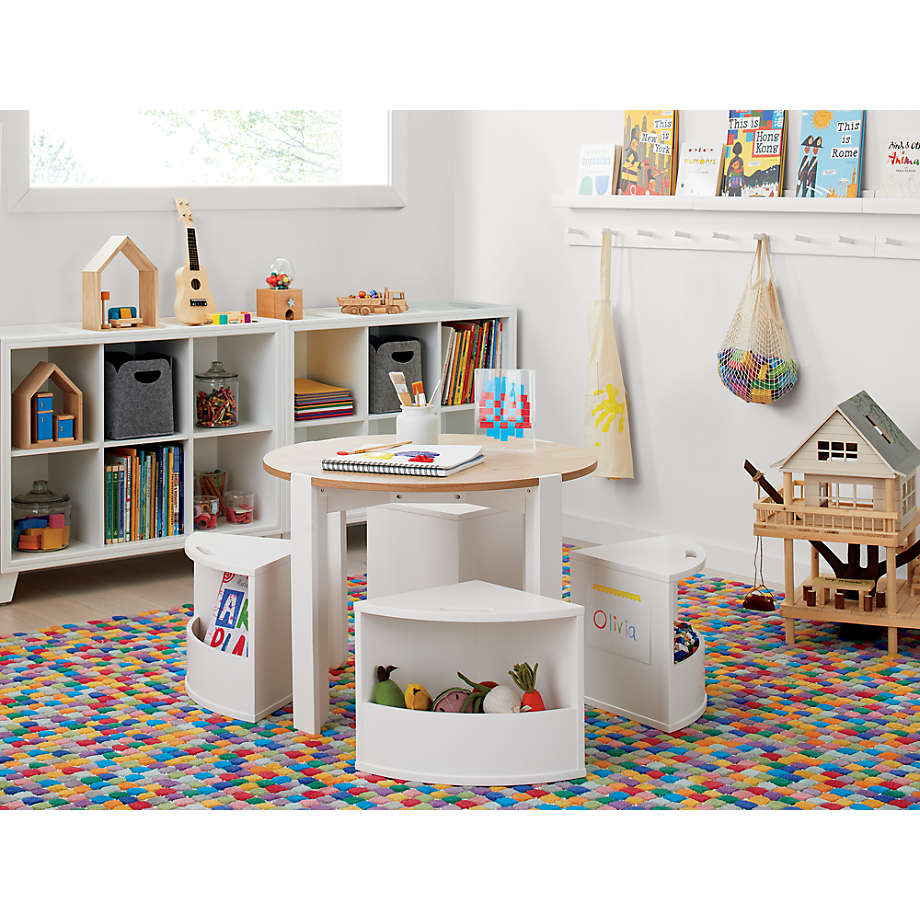 Nesting white and natural play table and chairs set new arrivals