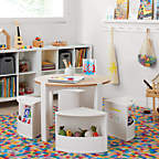 View Nesting White and Natural Wood Kids Play Table and Chairs with Storage Set - image 6 of 11