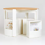 View Nesting White and Natural Wood Kids Play Table and Chairs with Storage Set - image 1 of 11