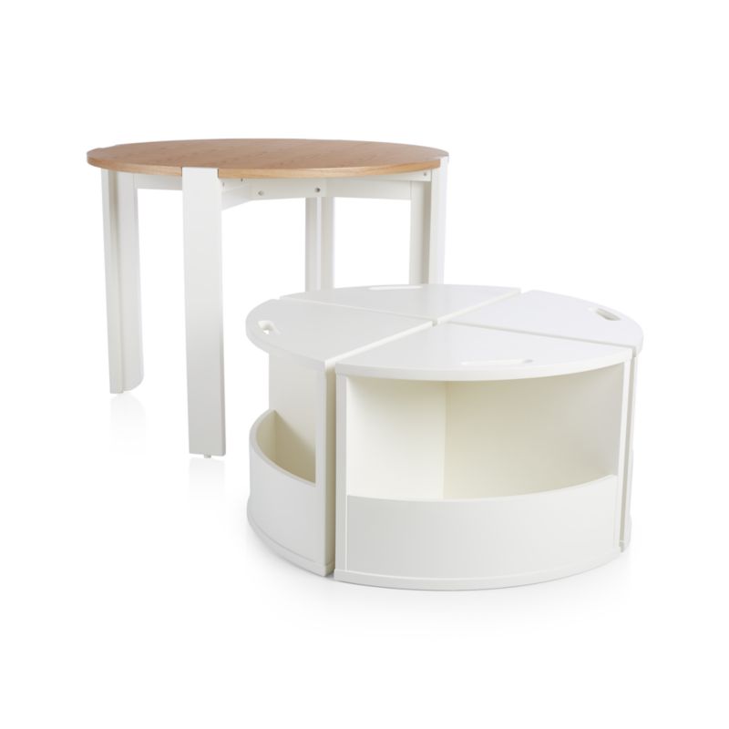View Nesting White and Natural Wood Kids Play Table and Chairs with Storage Set - image 11 of 11