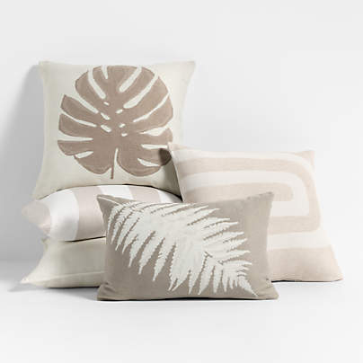 Neutral Botanical Outdoor Throw Pillow Arrangement