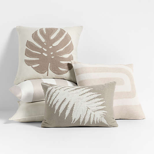 Neutral Botanical Outdoor Throw Pillow Arrangement