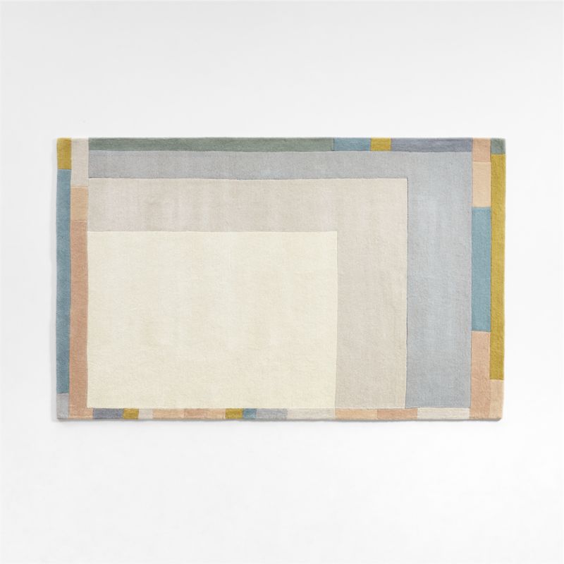 Neutral Colorblock Border Geometric Rug 5x8 + Reviews | Crate & Kids