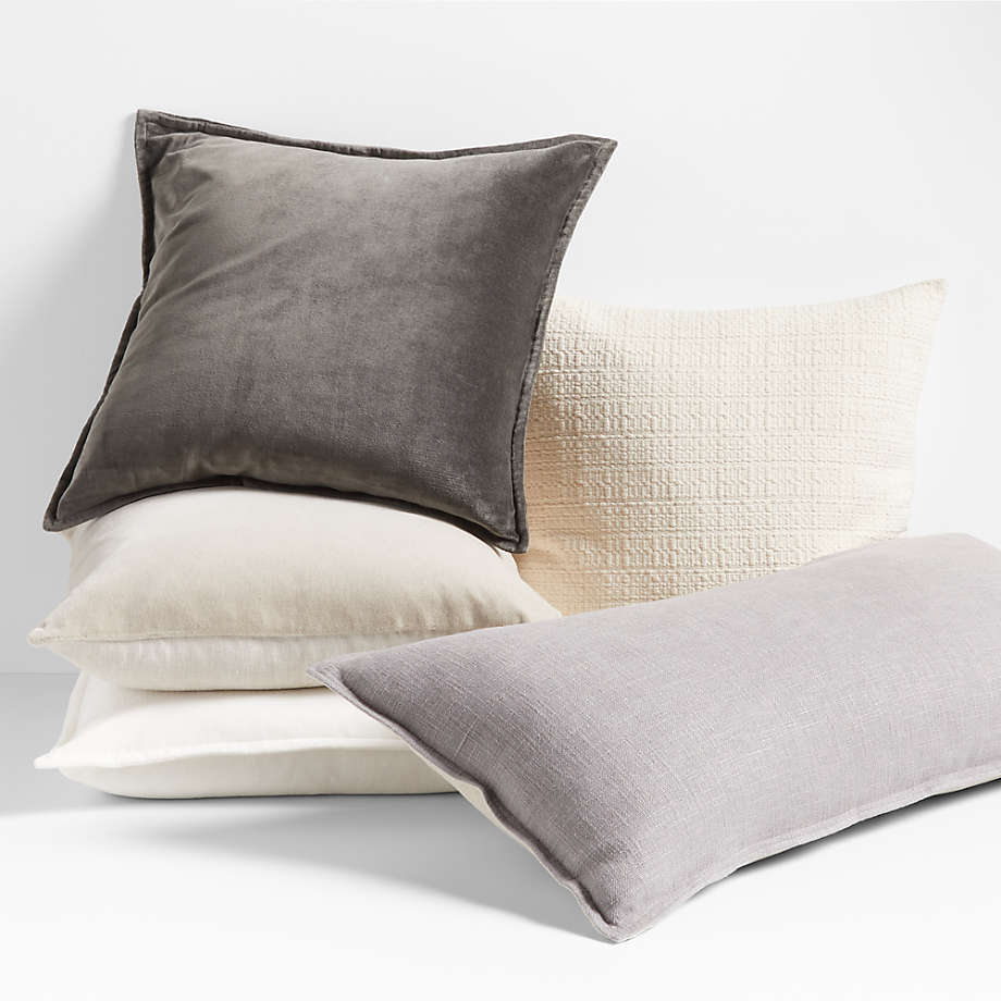 Grey velvet lumbar cheap pillow