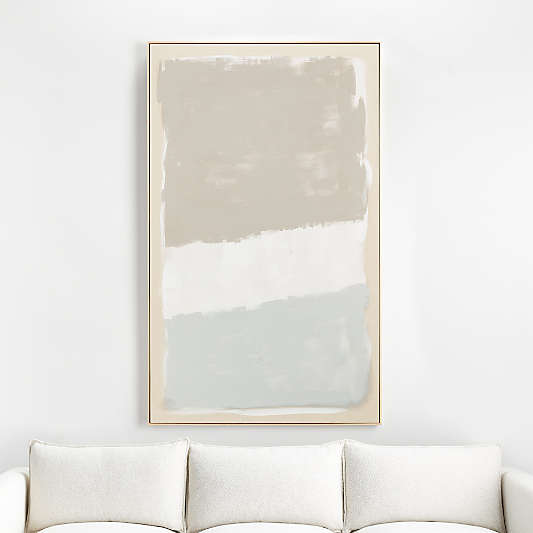 "Neutral Modern Moment" Framed Hand-Painted Raw Canvas Wall Art 49"x81"