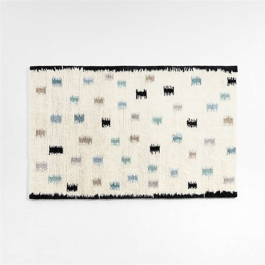 Neutral Scattered Checks Washable Wool Shag Kids Rug 5x8 + Reviews