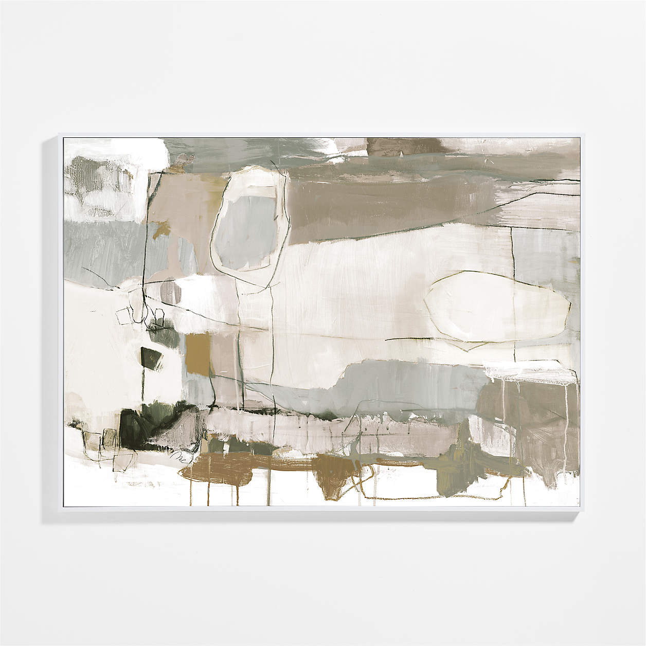 "Natural Transitions" Framed Gray & White Wall Art Print 71"x51" by