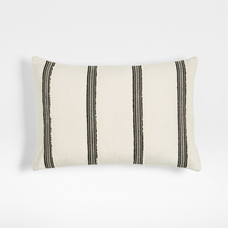 The New Denim Project Cotton 22"x15" Ivory and Black Striped Lumbar Pillow Cover