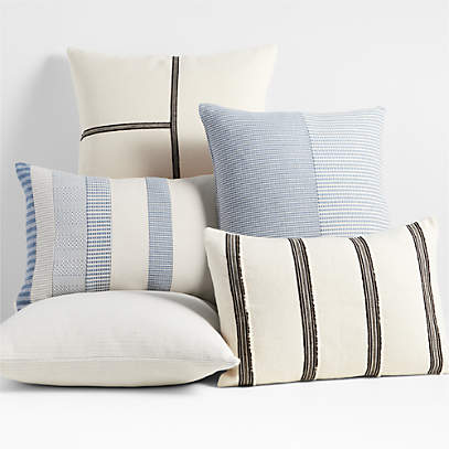 The New Denim Project Cotton 22x15 White and Blue Artisan Striped Lumbar  Pillow Cover + Reviews