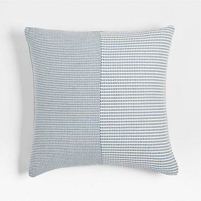 View The New Denim Project Cotton 20"x20" White and Blue Artisan Pattern Throw Pillow with Down-Alternative Insert details
