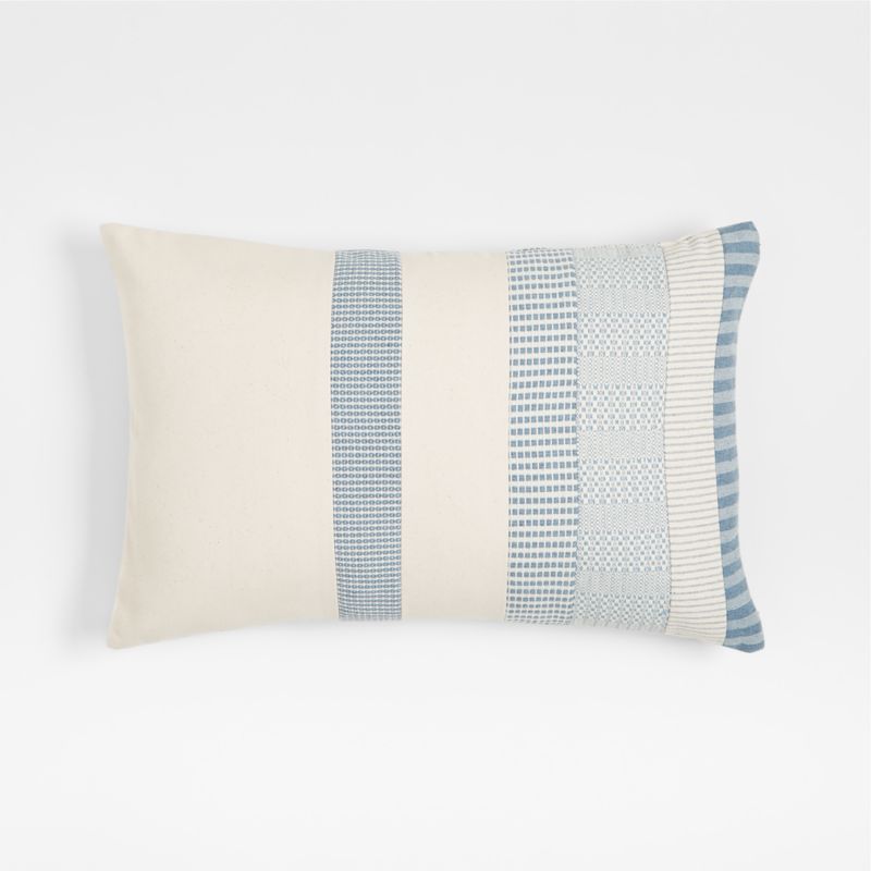 Throw Pillow, Blue - Raya Lumbar Cushion - Revival™