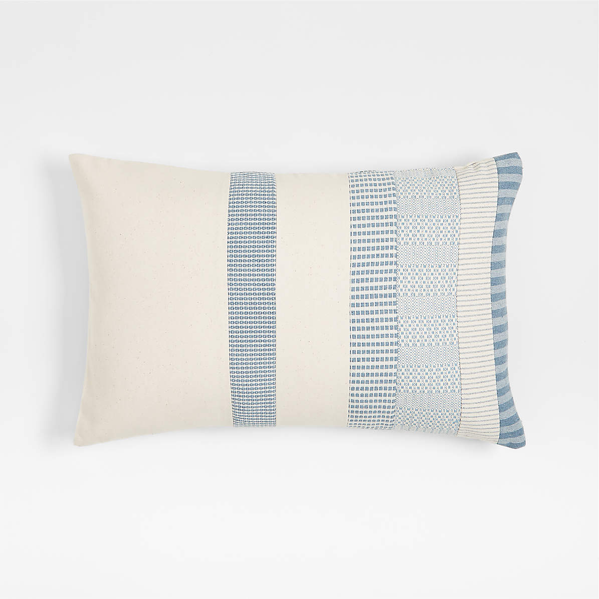 The New Denim Project Cotton 22x15 White and Blue Artisan Striped Lumbar  Pillow Cover + Reviews