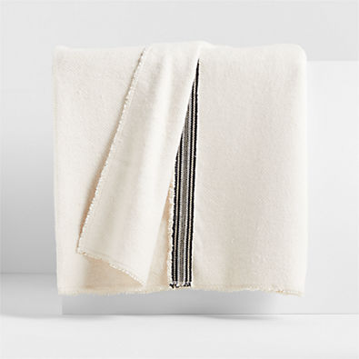 View The New Denim Project Ivory and Black 90"x90" Bed Throw Blanket details