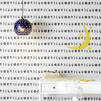 Chasing Paper Black and White New Moon Removable Wallpaper 2'x8'