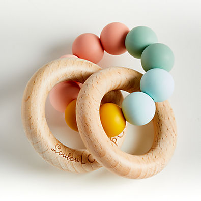 View Loulou Lollipop Rainbow Bubble Wood and Silicone Baby Teether details