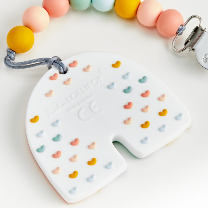 Loulou Lollipop Pastel Rainbow Silicone Baby Teether with Clip