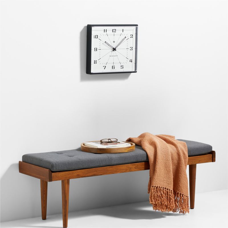 Tate Walnut Slatted Bench with Charcoal Cushion - image 5 of 11