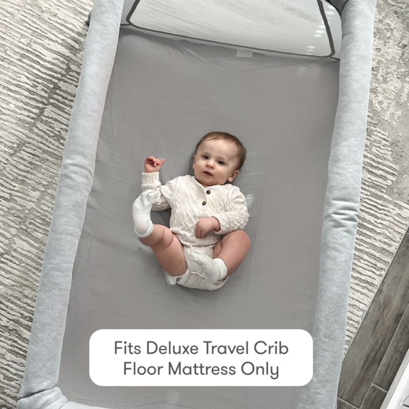 Newton Baby Set of 2 Deluxe Travel Crib and Play Yard Grey Sheets - image 3 of 6