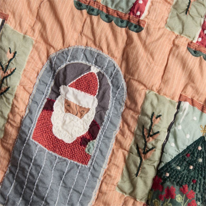 Night Before Christmas Embroidered 100% Organic Cotton Baby Crib Quilt - image 5 of 8