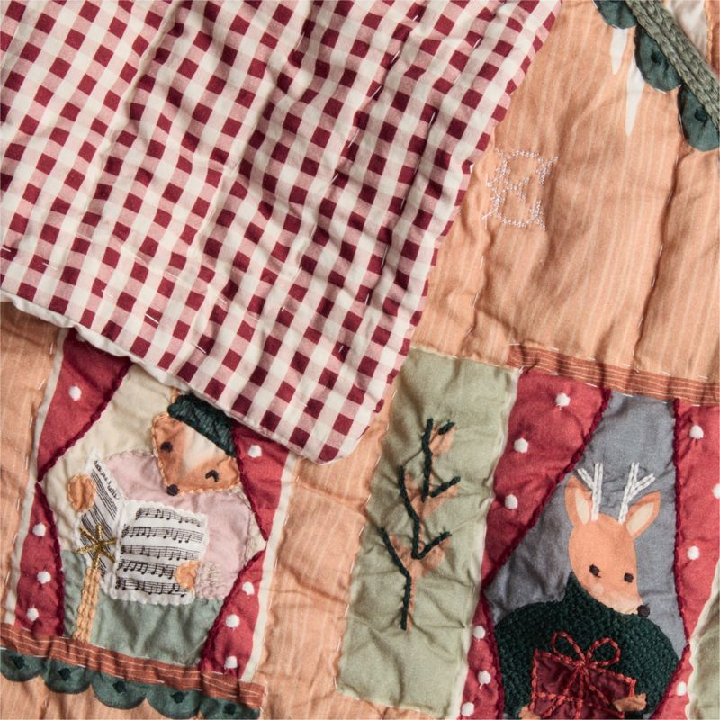 Night Before Christmas Embroidered 100% Organic Cotton Baby Crib Quilt - image 6 of 8