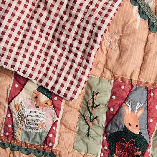 Night Before Christmas Embroidered 100% Organic Cotton Baby Crib Quilt