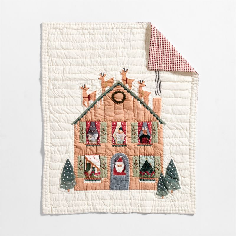 Night Before Christmas Embroidered 100% Organic Cotton Baby Crib Quilt - image 4 of 8