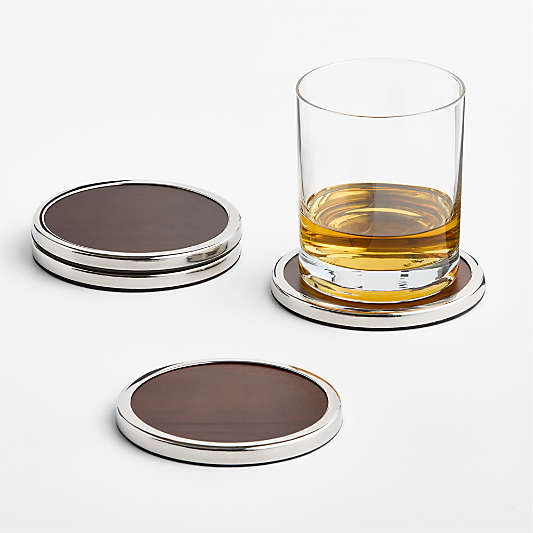 Nightcap Wood & Metal Coasters, Set of 4