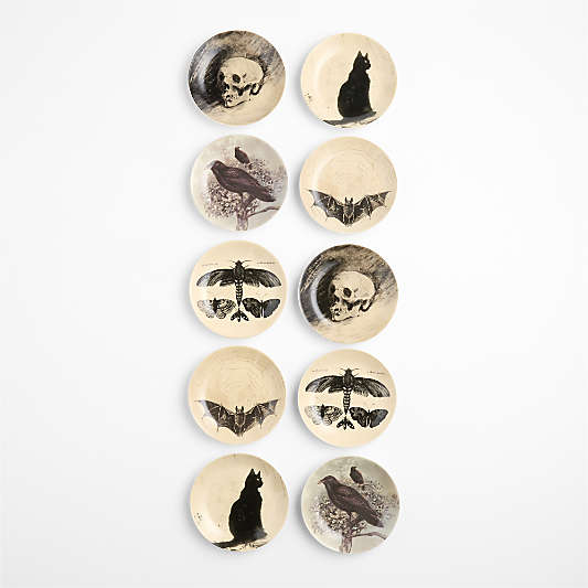 Nightfall Halloween 6" Appetizer Plates with Stand, Set of 10
