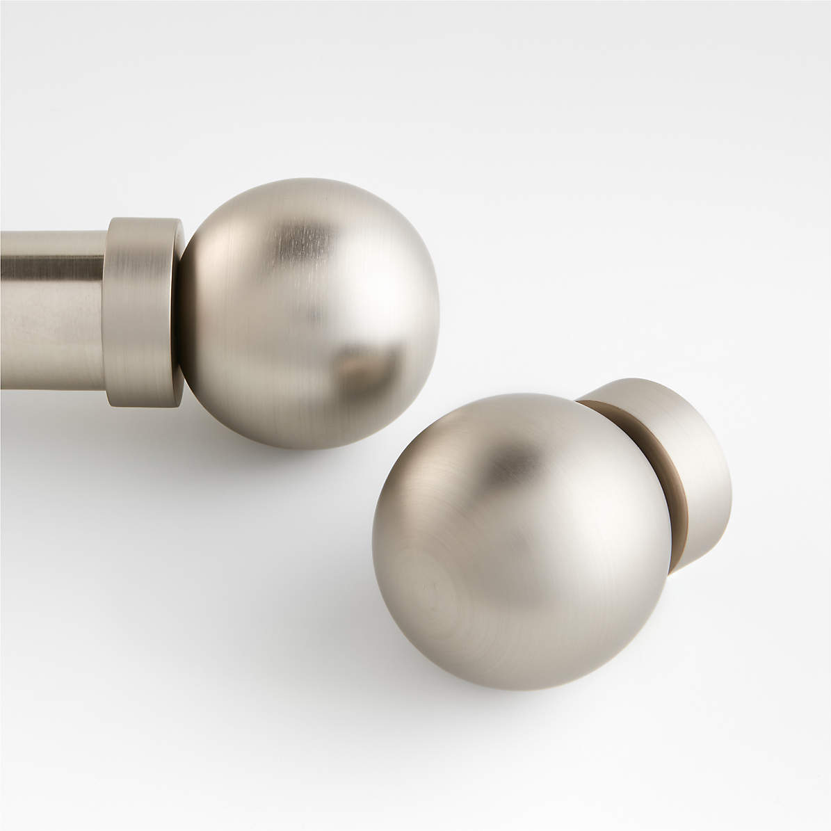 Large Brushed Nickel Round Curtain End Cap Finials, Set of 2 | Crate &  Barrel