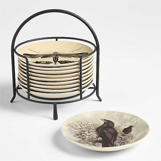 Nightfall Halloween 6" Appetizer Plates with Stand, Set of 10