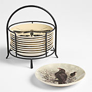 Nightfall Halloween 6" Appetizer Plates with Stand, Set of 10