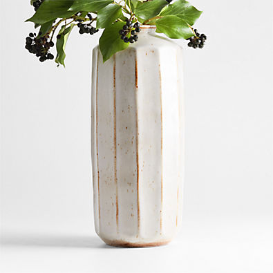 View Nikko Medium Bottle Off White Ceramic Vase 17" details
