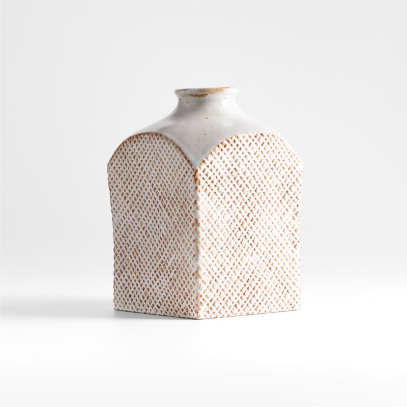 Nikko Small Square Off White Ceramic Vase 9" - image 8 of 10