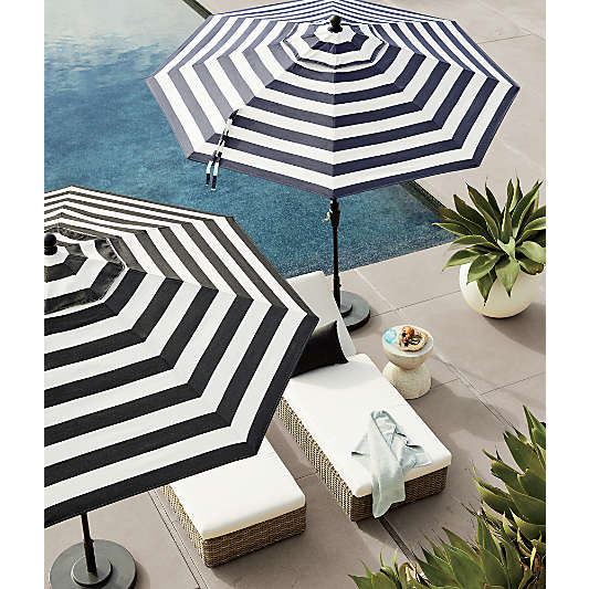 9' Round Sunbrella ® Black Cabana Stripe Outdoor Patio Umbrella Canopy