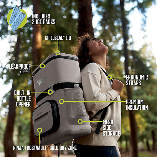 Ninja ® FrostVault™ Go 24-Can Backpack Soft Cooler with Cold Dry Zone in Birch Beige