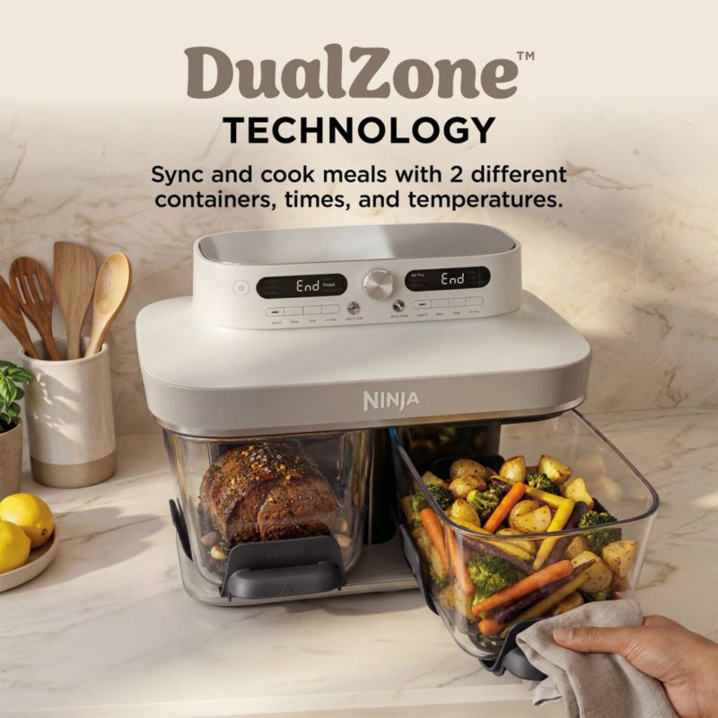 Ninja Crispi® DualZone™ Dual Basket Glass Air Fryer in Bone - image 2 of 10