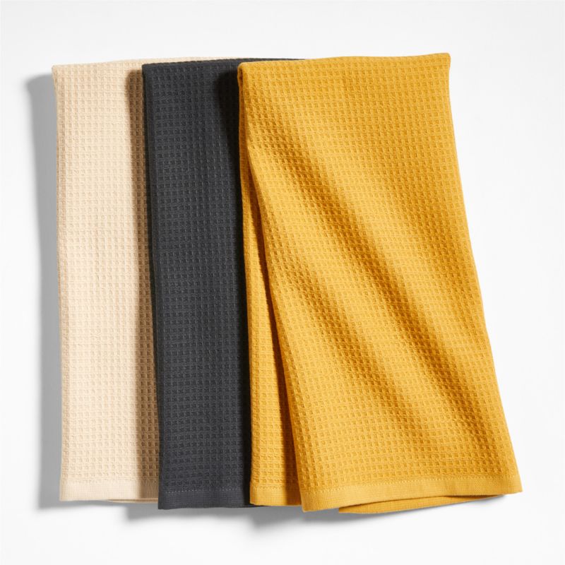 Nkukuo Towuro Ginger Beige, Saffron Yellow, and Pepper Black Organic Dish  Towels, Set of 3 by Eric Adjepong | Crate & Barrel Canada